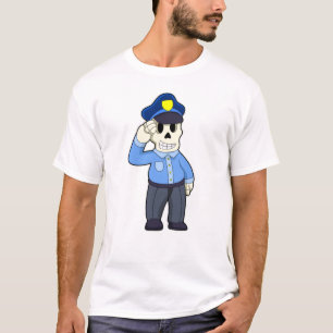 T-shirt Skeleton en tant que policier avec casquette de po