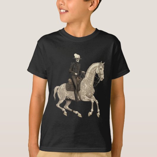 T-shirt Skeleton équitation Cheval Cowboy Horse Lover Hall (Devant)