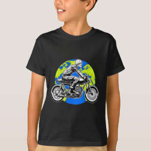 T-shirt Skeleton équitation Jour des terres de moto Cool E