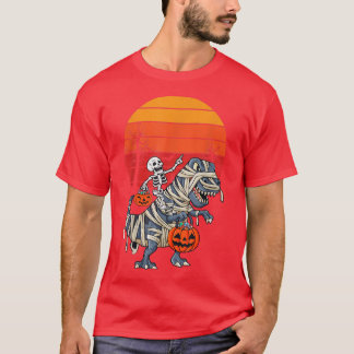 T-shirt Skeleton équitation maman Dinosaur Funny Tre Hallo