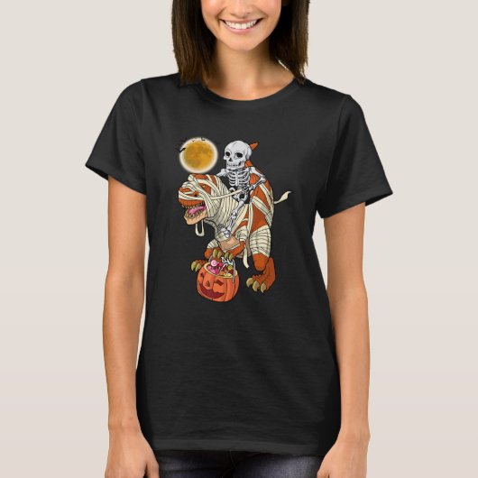 T-shirt Skeleton équitation maman Dinosaur rex Halloween P (Devant)