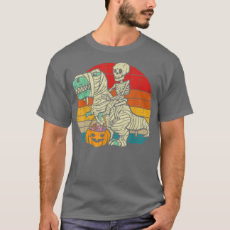 T-shirt Skeleton équitation maman Dinosaur T Rex Citrouill