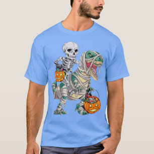 T-shirt Skeleton équitation maman Dinosaur T rex Citrouill