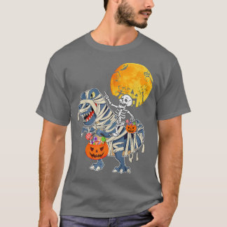 T-shirt Skeleton équitation maman Dinosaur T Rex Citrouill