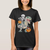 T-shirt Skeleton équitation maman Dinosaur T rex Halloween (Devant)
