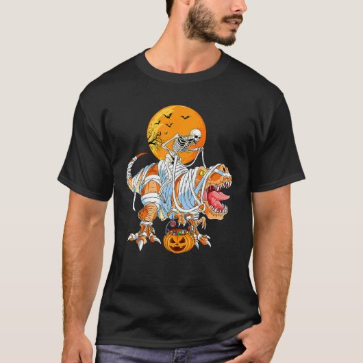 T-shirt Skeleton équitation maman Dinosaur T Rex Halloween (Devant)