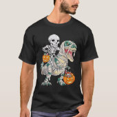 T-shirt Skeleton équitation maman Dinosaur T rex Halloween (Devant)
