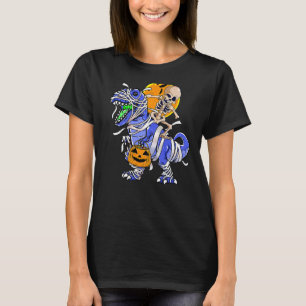 T-shirt Skeleton équitation maman Dinosaur T rex Halloween