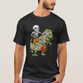 T-shirt Skeleton équitation maman Dinosaur T rex Halloween (Devant)