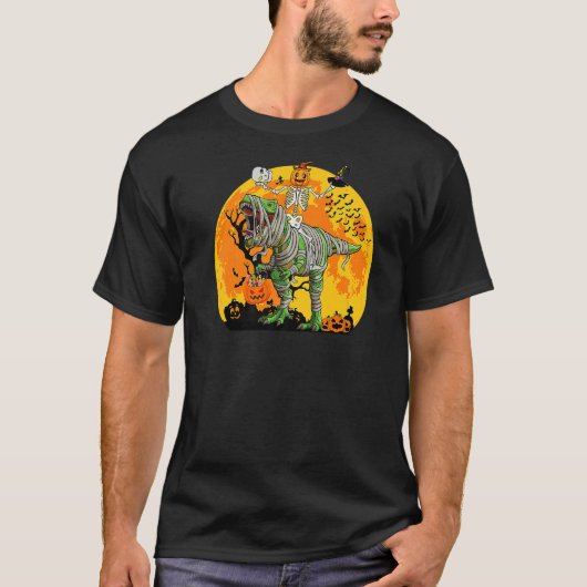 T-shirt Skeleton équitation maman Dinosaure rex pour garço (Devant)