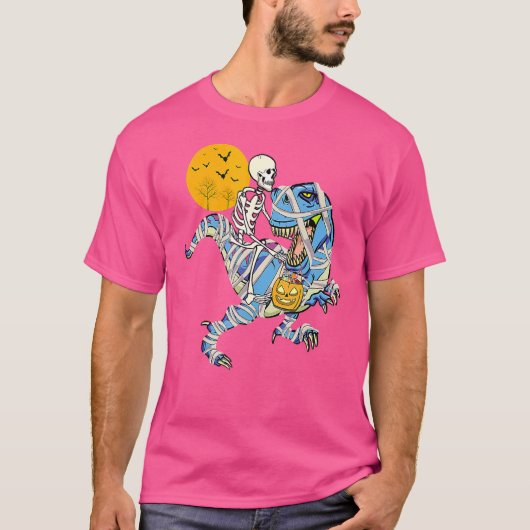 T-shirt Skeleton équitation maman Dinosaure rex pour garço (Devant)