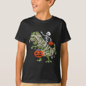 T-shirt Skeleton équitation maman T Rex Halloween Garçons (Devant)