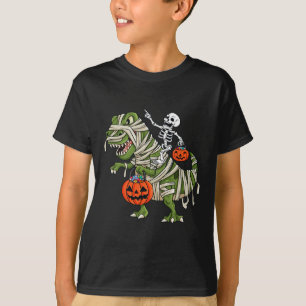 T-shirt Skeleton équitation maman T Rex Halloween Garçons 