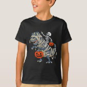 T-shirt Skeleton équitation maman T Rex Halloween Garçons  (Devant)