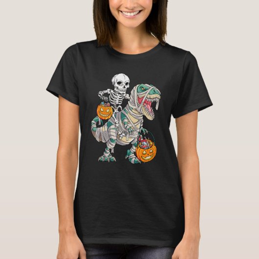T-shirt Skeleton équitation Rex Mummy Dinosaur Enfants Tri (Devant)