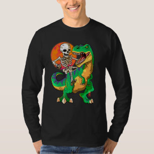 T-shirt Skeleton équitation T Rex Halloween Enfants Dinosa