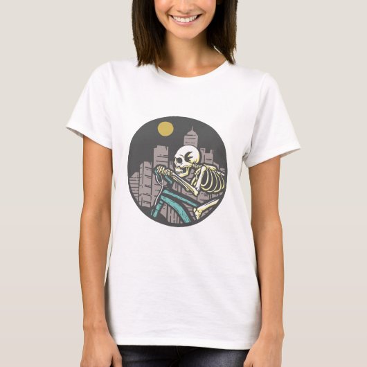 T-shirt Skeleton équitation vélo (Devant)