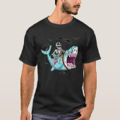T-shirt Skeleton équitation Zombie Shark Funny Halloween c (Devant)