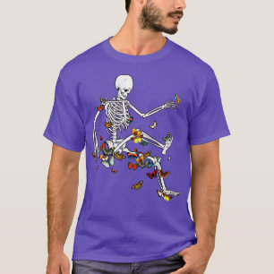 T-shirt Skeleton Flown on Space Butterflies par Tobe Fon