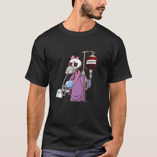 T-shirt Skeleton Funny Skeleton Money Café (Devant)