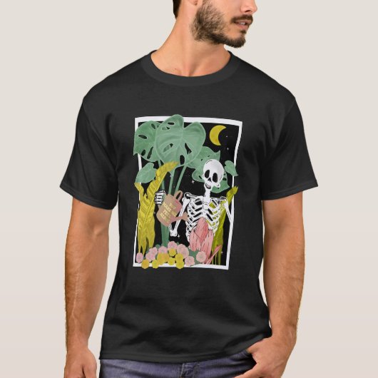 T-shirt Skeleton Gardant Tous Mes Amis Sont Plantes Garde (Devant)