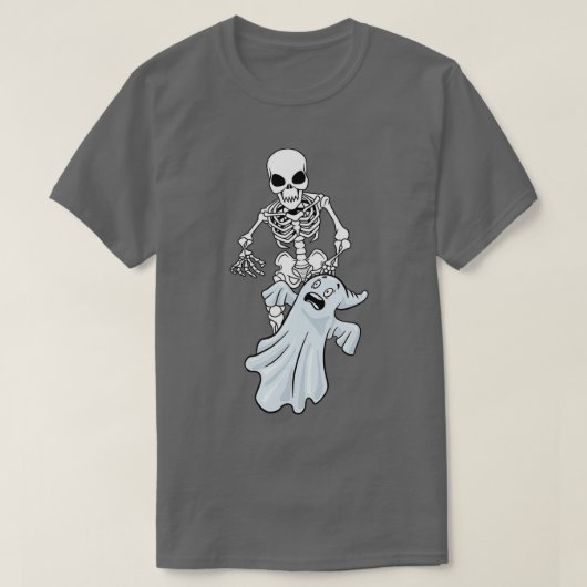 T-shirt Skeleton Ghost Lazy Halloween Costume amusant Skul (Design devant)