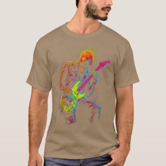 T-shirt Skeleton Graphic Playing Guitar Rock For Men Women