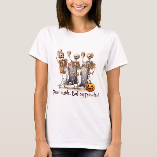 T-SHIRT SKELETON HALLOWEEN AVEC CAFÉ (Devant)