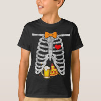 Skeleton Halloween Bière Pizza Drôle Coup de gross