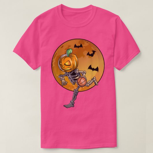 T-shirt Skeleton Halloween Hommes garçons Basketball (Design devant)