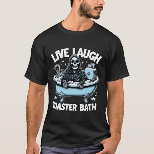T-shirt Skeleton Halloween Live Lauder Toaster Bath Design (Devant)