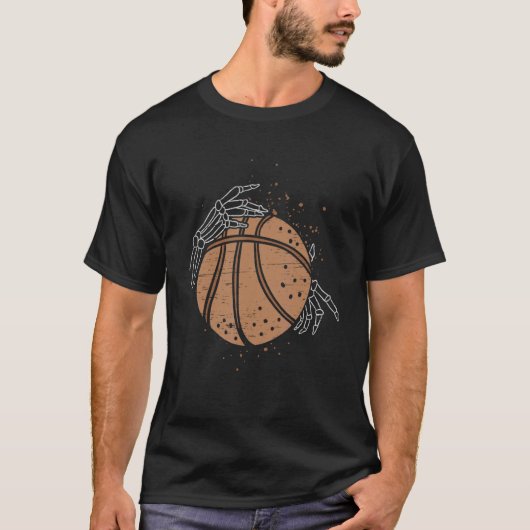T-shirt Skeleton Hand Basketball Skelatal Bones Spooky Spo (Devant)