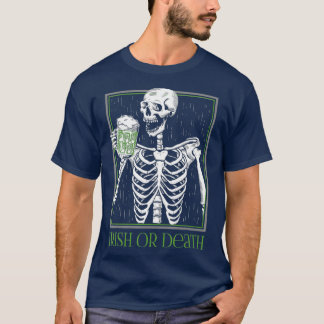 T-shirt Skeleton irlandais ou mort Boire de la bière verte