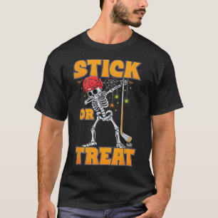 T-shirt Skeleton Joueur de hockey sur glace Halloween Cost