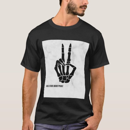 T-SHIRT SKELETON PAIX À LA MAIN (Devant)