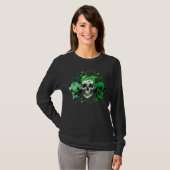 T-shirt Skeleton Patrick's Day Green Day Skull Irish Shamr (Devant entier)
