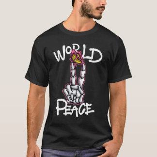 T-shirt Skeleton Peace Sign with Butterfly streetwear