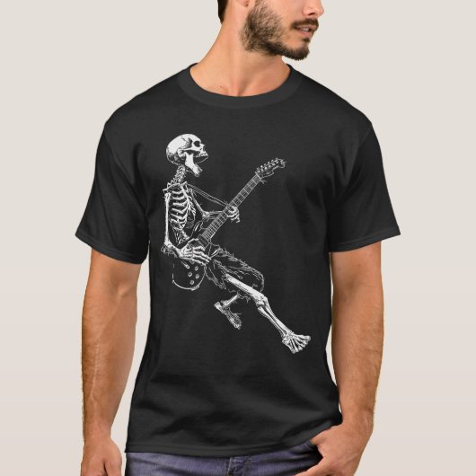 T-shirt Skeleton playing Guitar Rock And Roll Rock On men  (Devant)