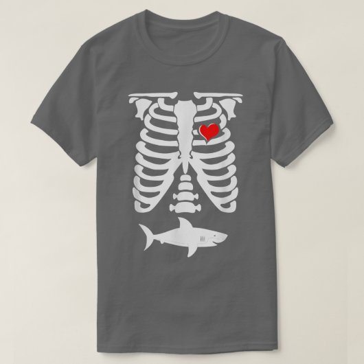 T-shirt Skeleton Pregnancy Shark XRay Halloween  (Design devant)