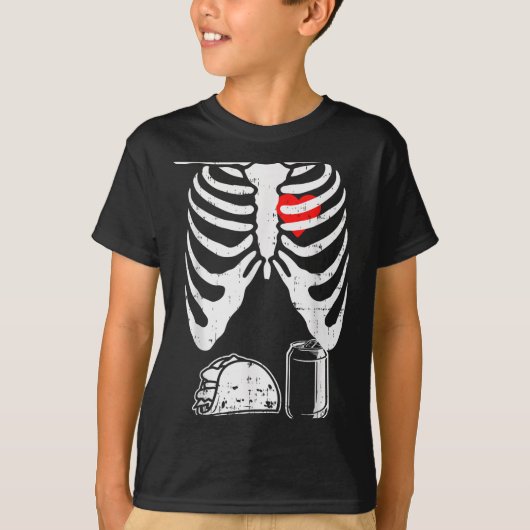T-shirt Skeleton Pregnancy Taco Beer Xray Halloween Soon D (Devant)