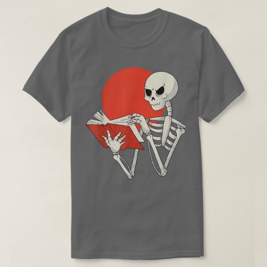 T-shirt Skeleton Reading Book Sunset Lover Reading Club Li (Design devant)