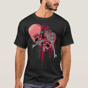 T-shirt Skeleton Rib Cage brisé Coeur sanglant Saint Valen