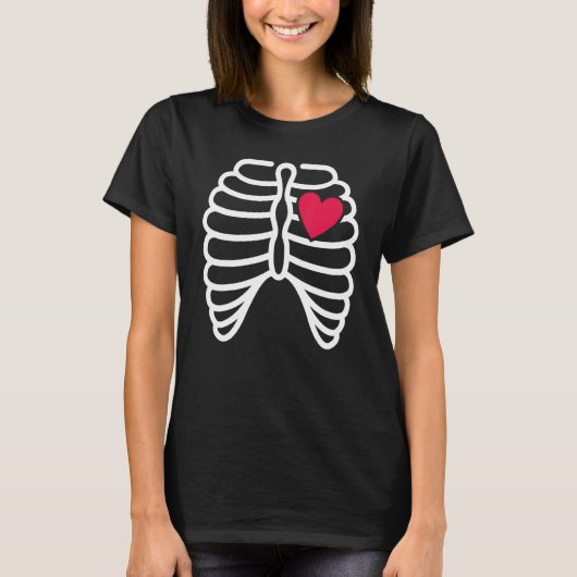 T-shirt Skeleton Rib Cage Heart X Ray Adults Kids Hallowe (Devant)