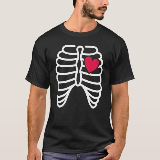 T-shirt Skeleton Rib Cage Heart X Ray Adults Kids Hallowe (Devant)
