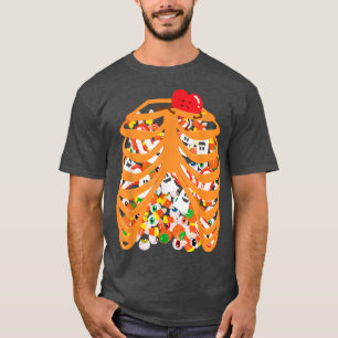 T-shirt Skeleton Rib Cage Xray Candy Halloween Tricoter ou