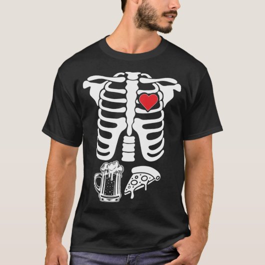 T-shirt Skeleton Ribcage X-Ray Maternity Pizza Halloween P (Devant)