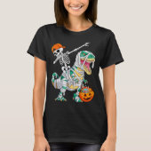 T-shirt Skeleton Riding Dancing Dab Dinosaur T Rex Hallowe (Devant)