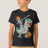 T-shirt Skeleton Riding Dancing Dab Dinosaur T Rex Hallowe (Devant)