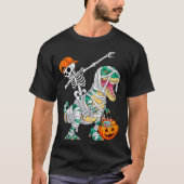 T-shirt Skeleton Riding Dancing Dab Dinosaur T Rex Hallowe (Devant)