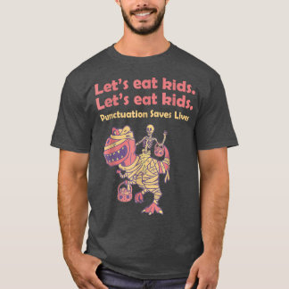 T-shirt Skeleton Riding Mummy Dinosaur Let's Eat Kids Hall